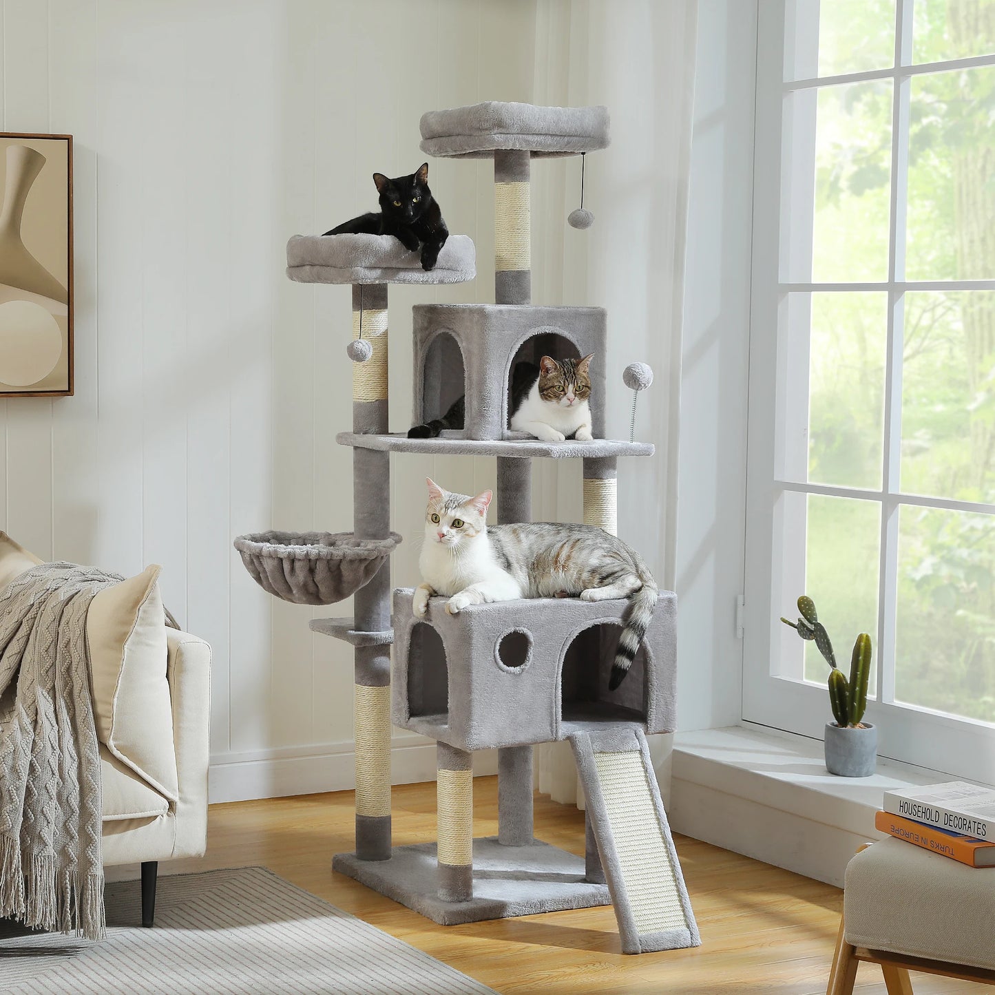 PAWZ Road Multi-Level Cat Tree With Sisal Post Hammock