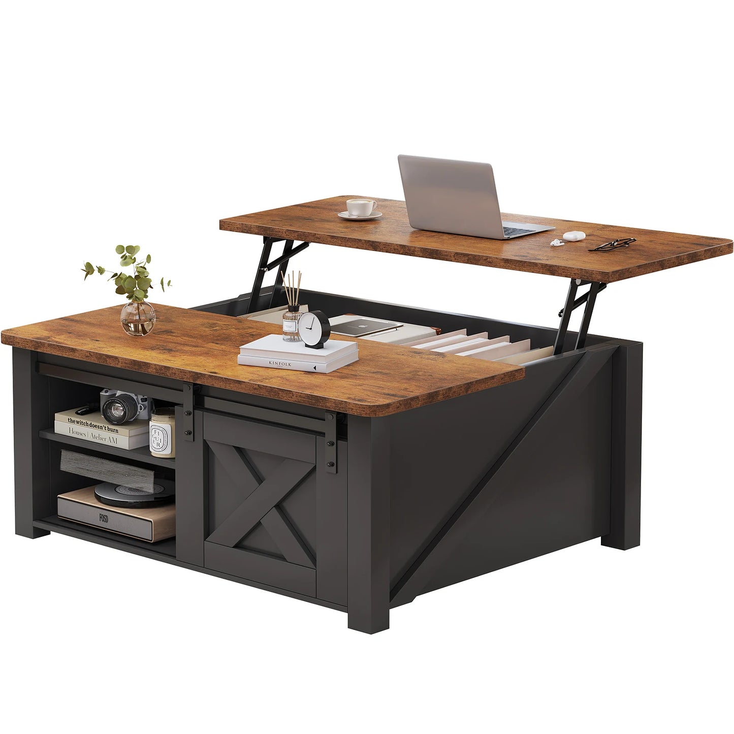 MCQ Wooden Lift Top Coffee Table With Adjustable Storage