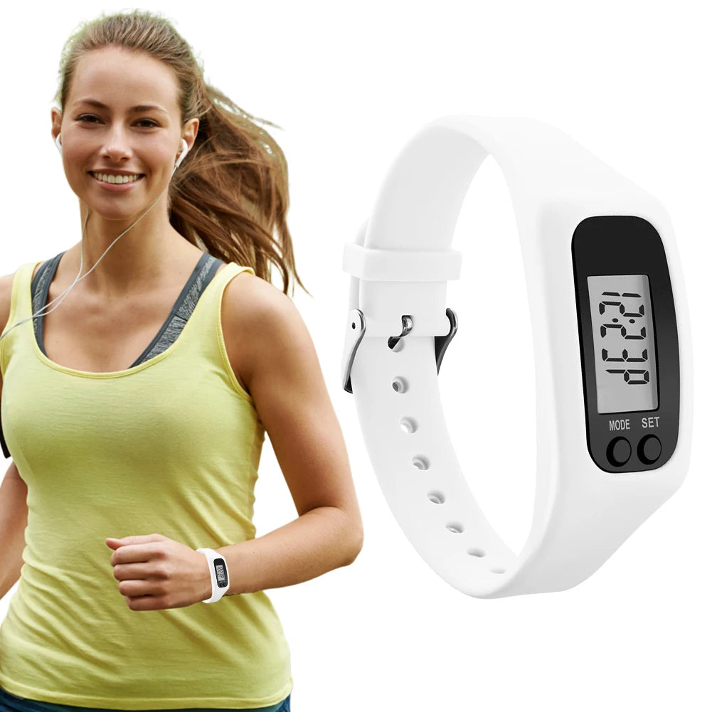 LED Pedometer Bracelet With 12 Hour 24H Time Display