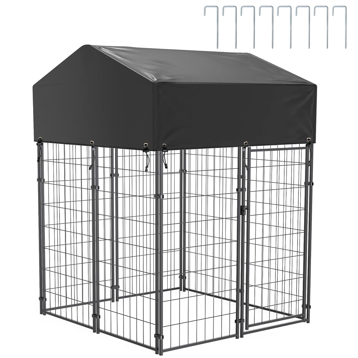 BINGOPAW Outdoor Welded Wire Dog Kennel With Weatherproof Cover