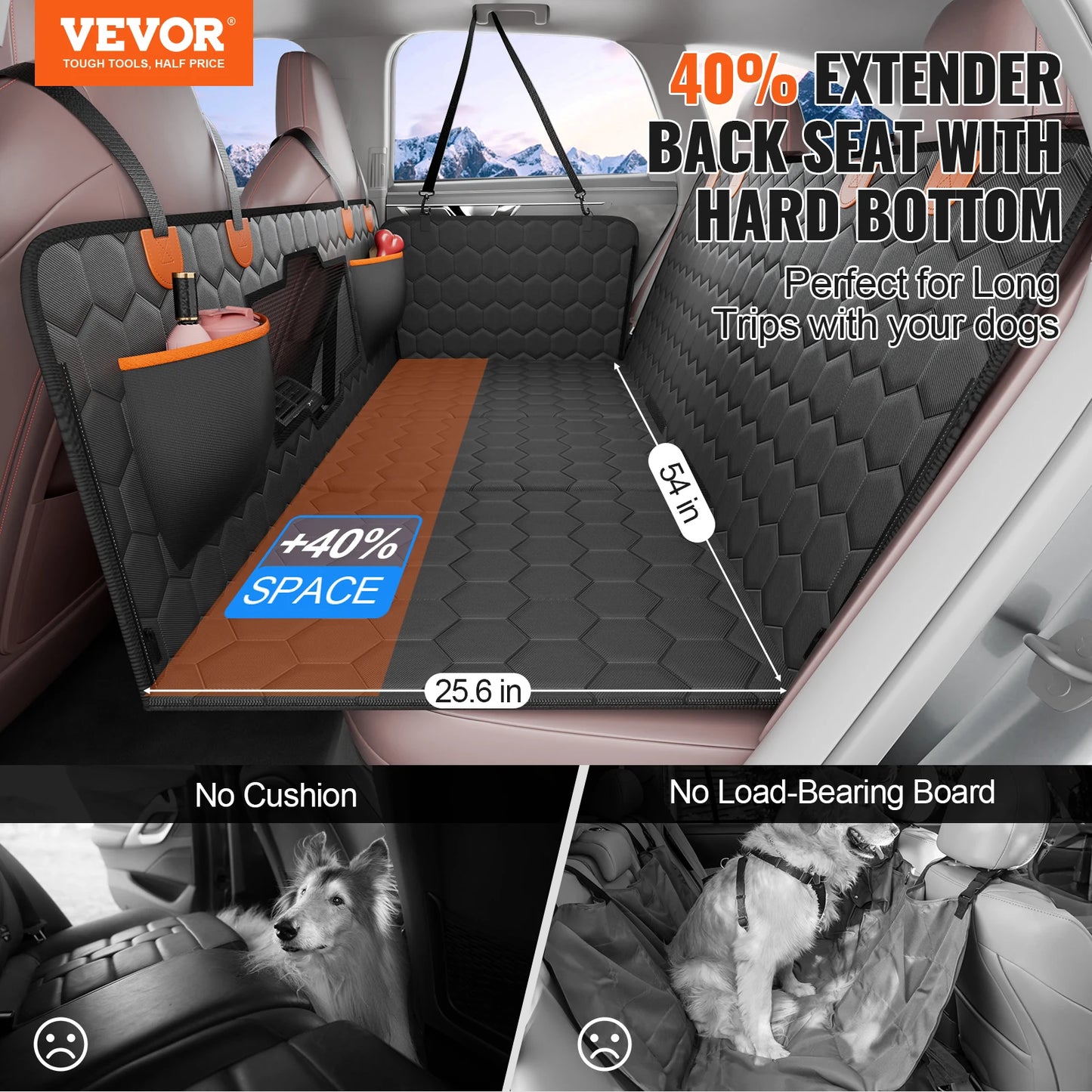 SucceBuy Back Seat Extender Dog Hammock With Mesh Window