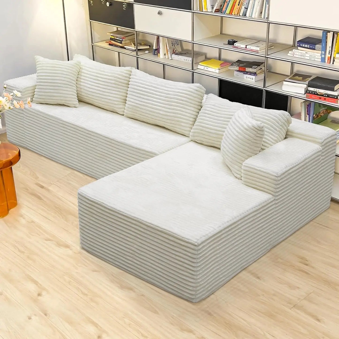 Cloud Sectional Couch L Shaped Corduroy Modern Sofa