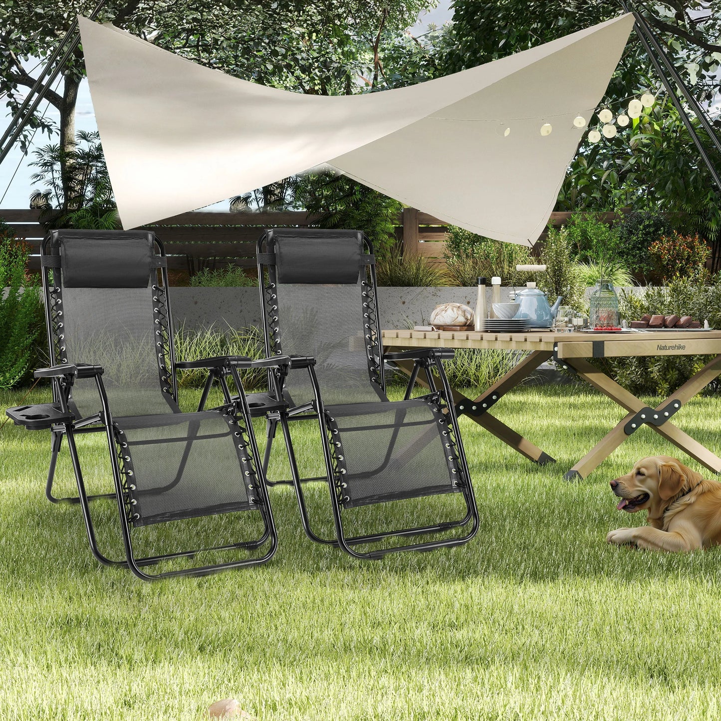 JHK Portable Zero Gravity Recliner Chairs Set Of 2 Outdoor