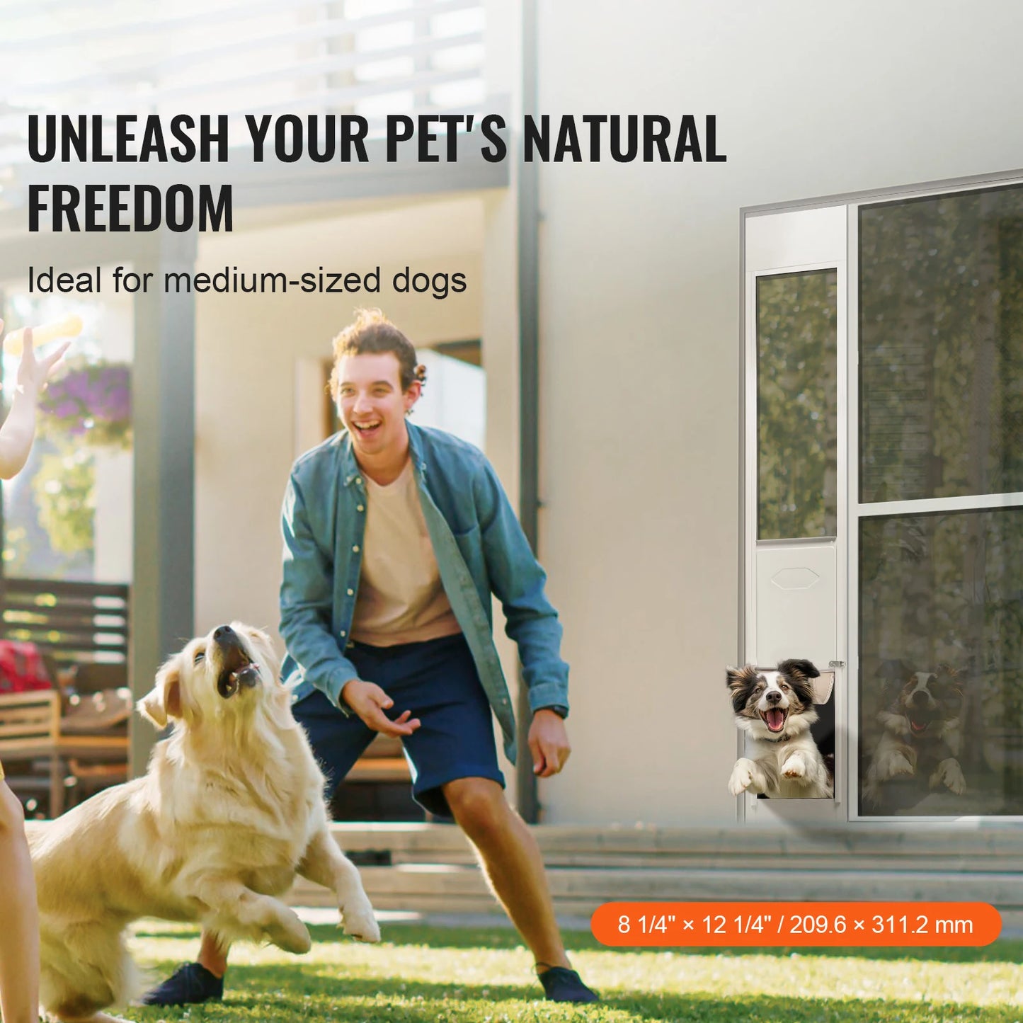 SucceBuy Adjustable Sliding Glass Dog Door For Pets