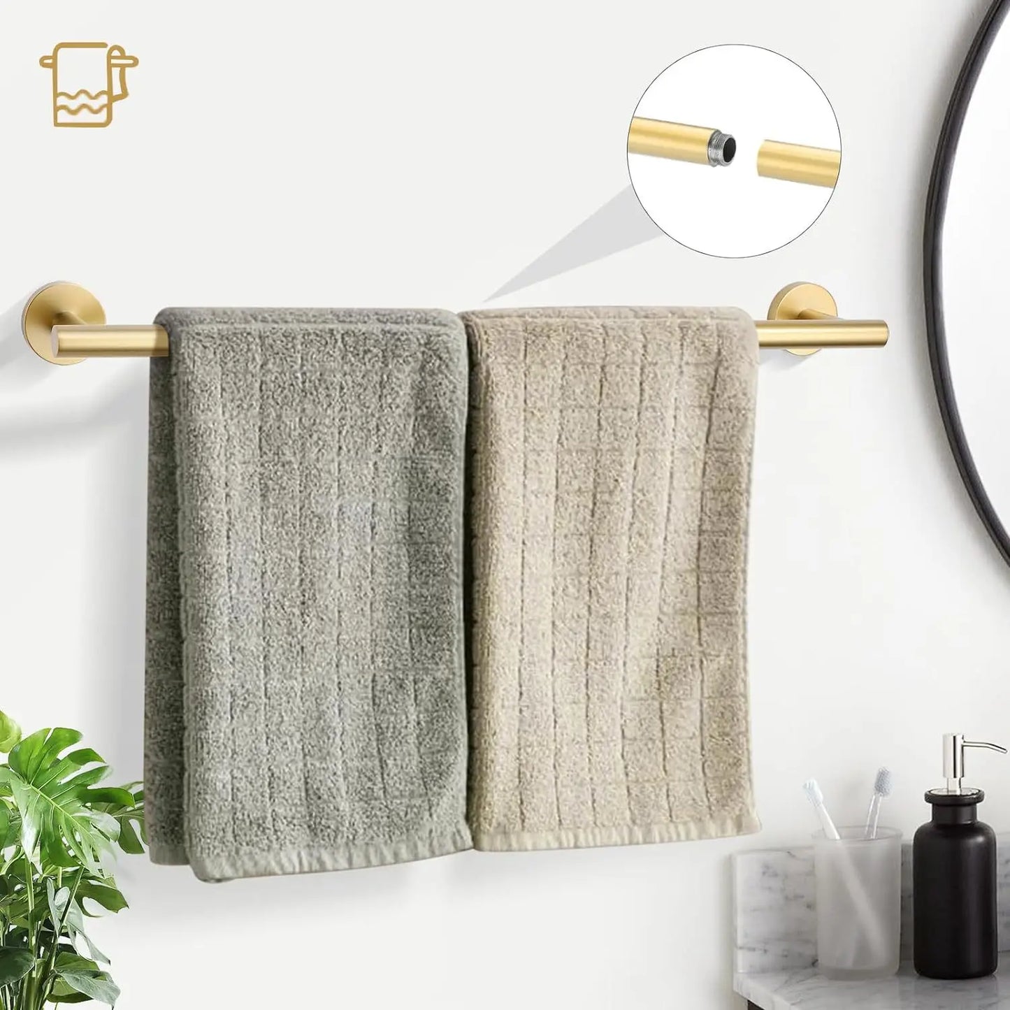 Brushed Gold 5-Piece Bathroom Accessories Set Stainless Steel Hardware