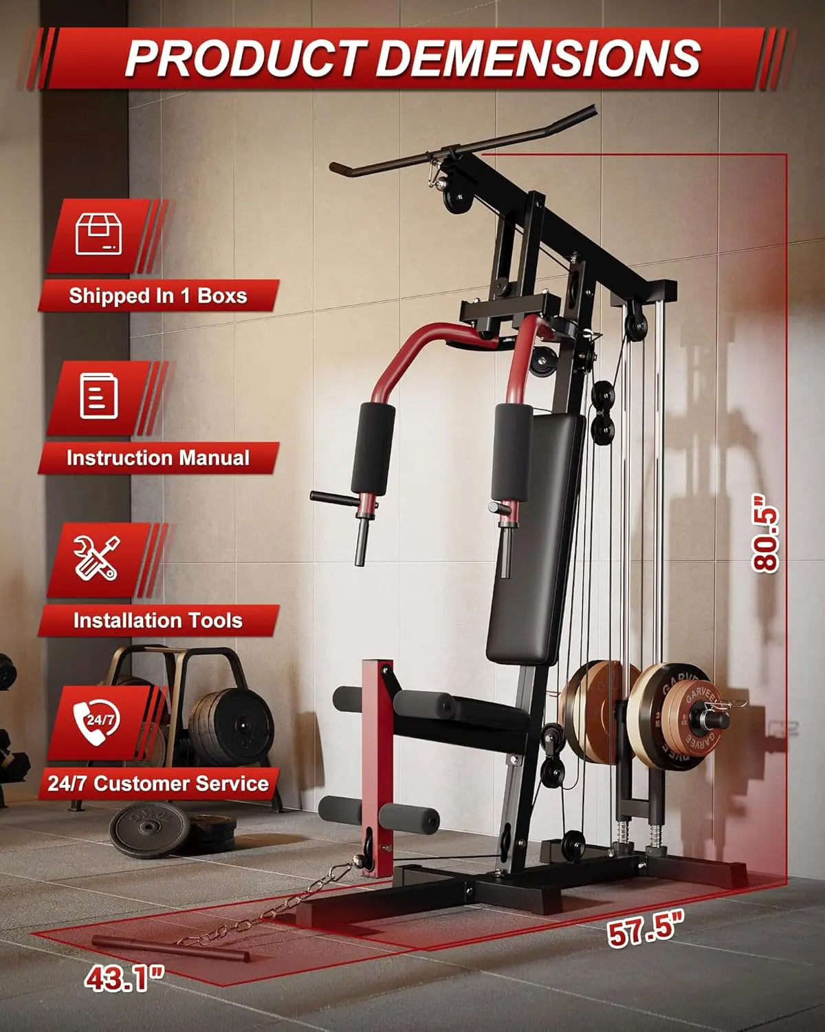 HiMISS All In One Home Gym Machine With Chest Press