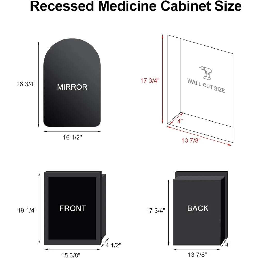 Recessed Medicine Cabinet With Lights Arched Mirror For Bathroom