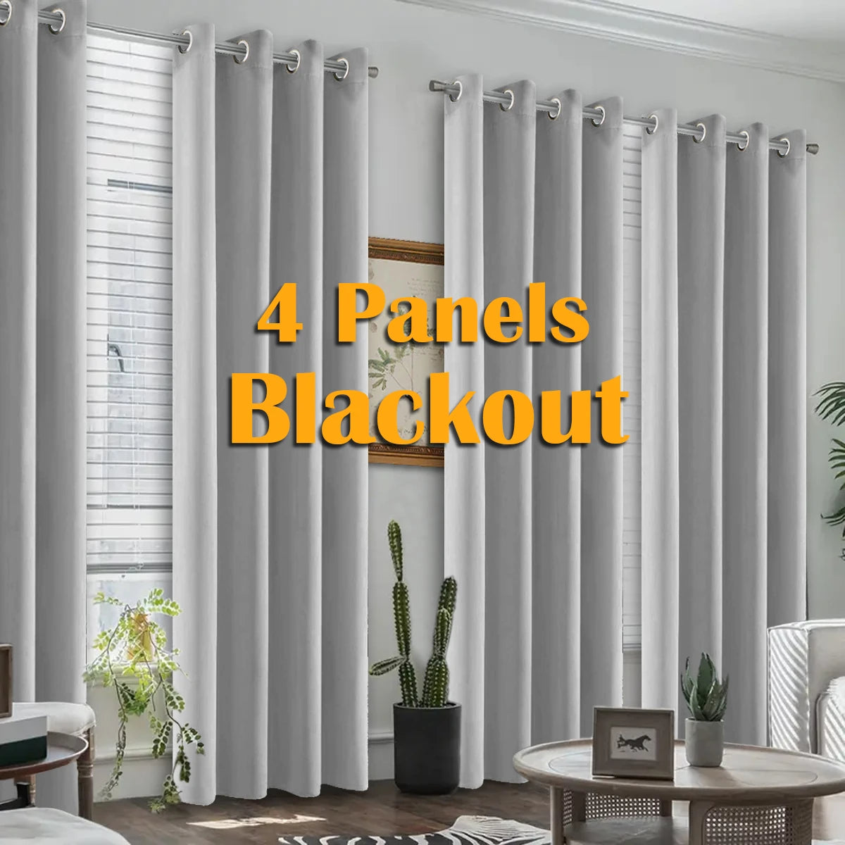 4-Piece Blackout Curtains Heat Insulated For Bedroom And Living Room