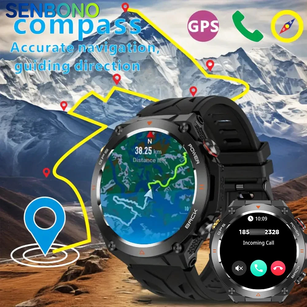 SENBONO GPS Smart Watch 1.45 Inch HD Display Bluetooth Call