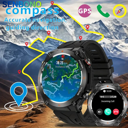 SENBONO GPS Smart Watch 1.45 Inch HD Display Bluetooth Call