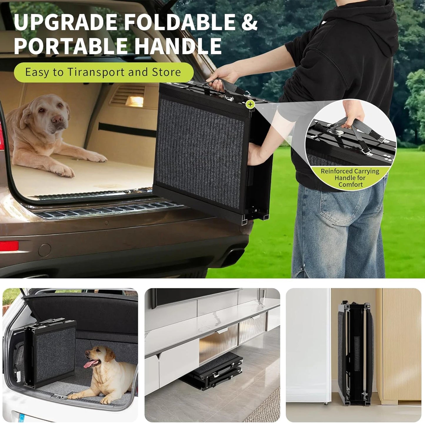 HiMISS Upgraded Car Dog Ramp Folding Non Slip Surface