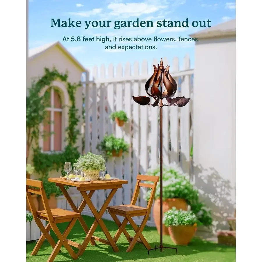 XMSJ Outdoor Tulip Metal Wind Spinners Garden Decor