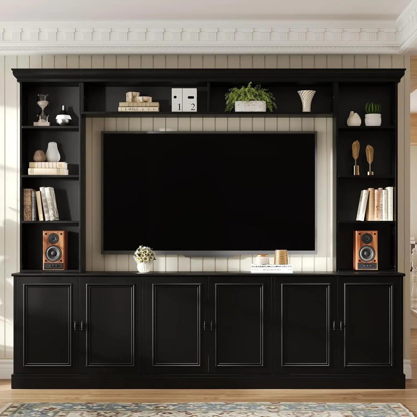 Modern Entertainment Center Wall Unit TV Stand With Bookshelves