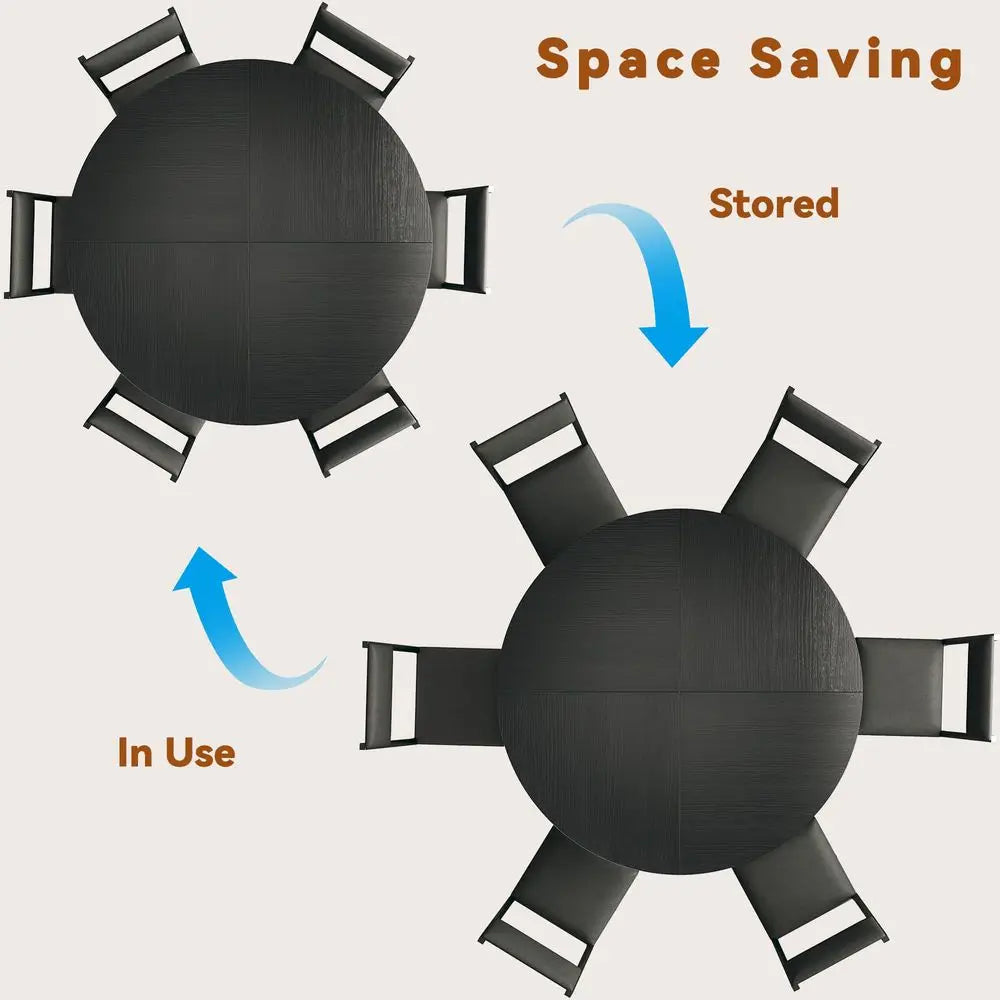 Round Dining Table Set For Six With Six Chairs For Kitchen Use