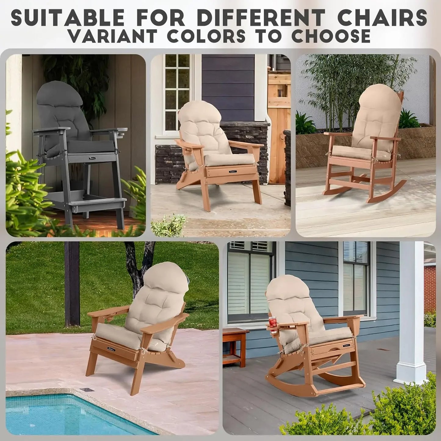 Patio Chair Cushions Set Of 4 Thick Non Slip Waterproof