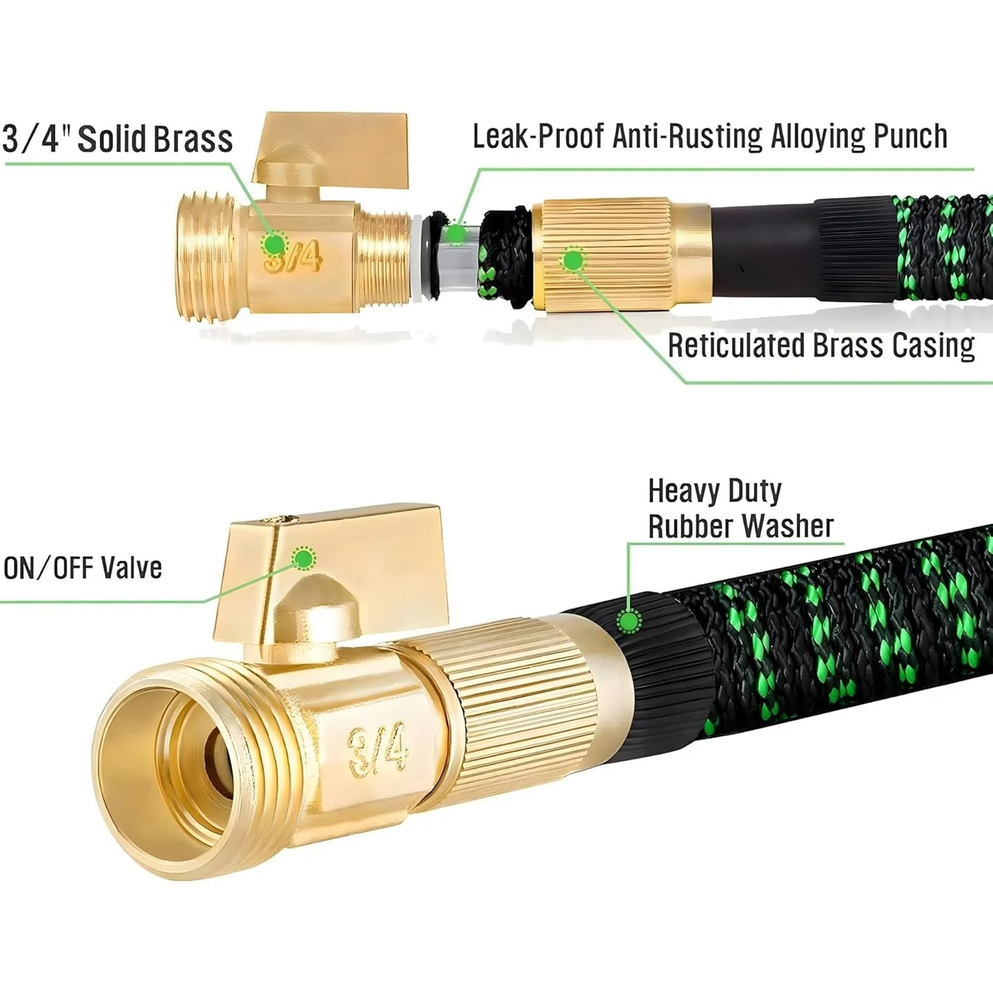 Lightweight Non Expandable Garden Hose With 10 Function Nozzles