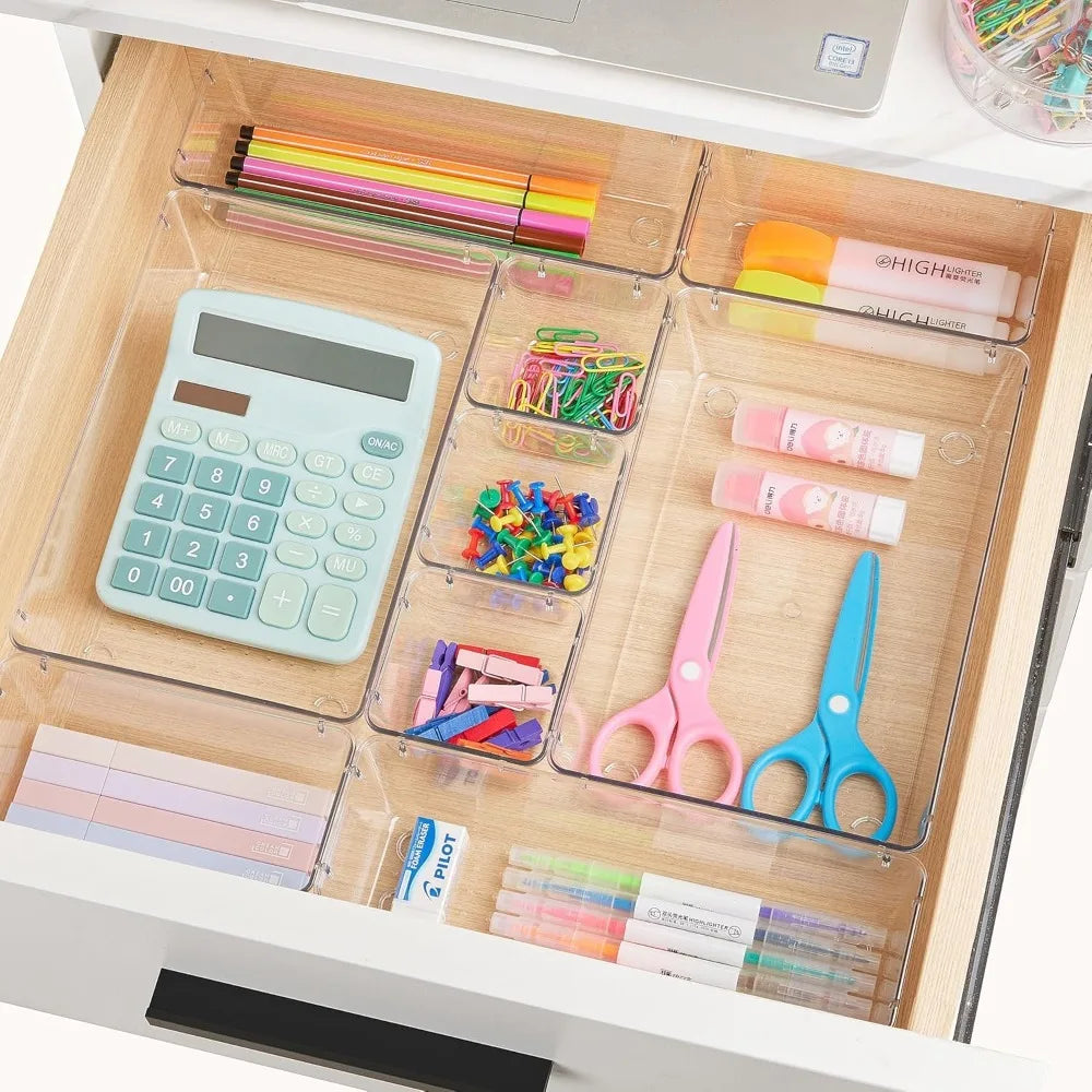 Clear Plastic Drawer Organizers Set 25 Pieces Versatile Vanity Trays