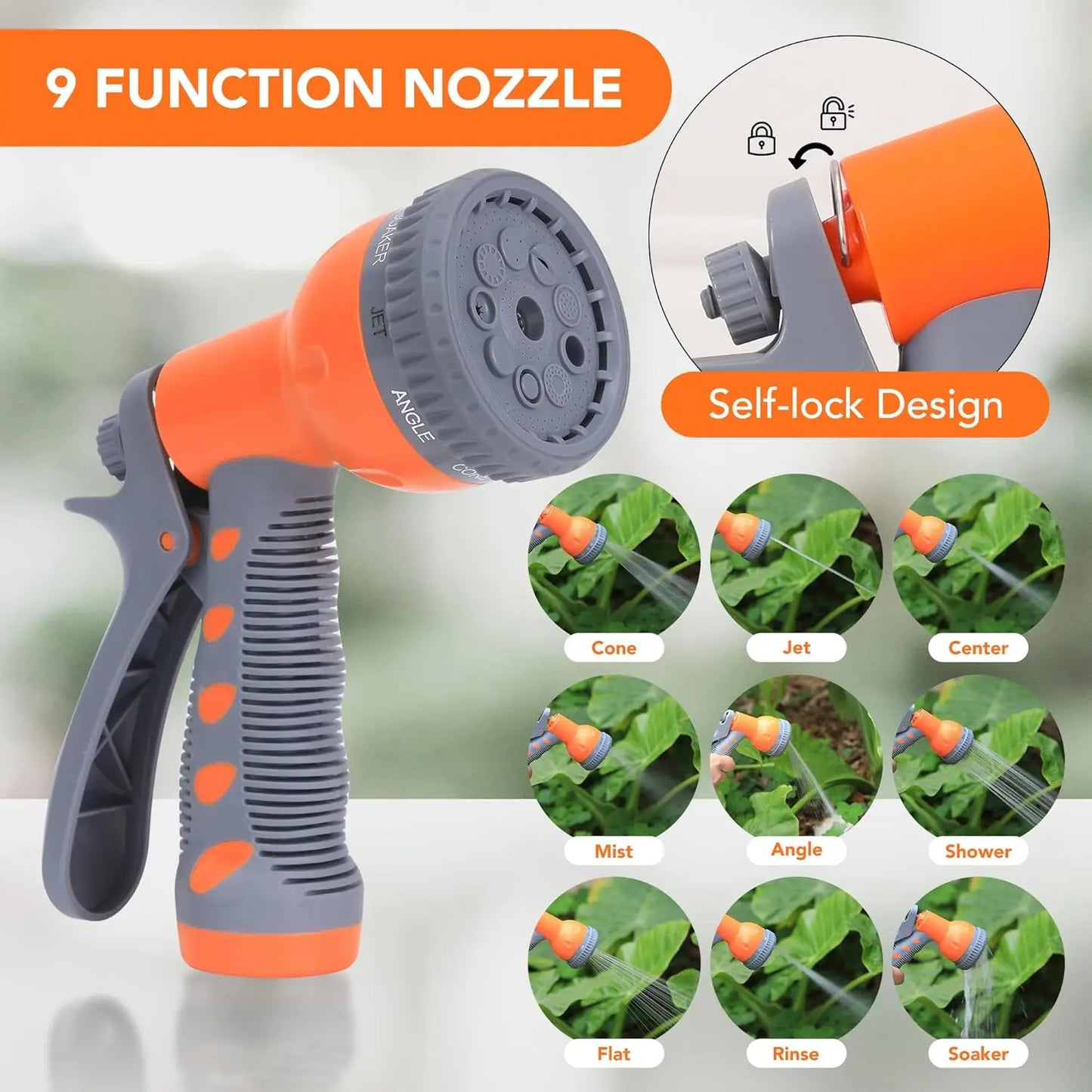 Twister.CK Retractable Garden Hose Reel With 9 Function Sprayer