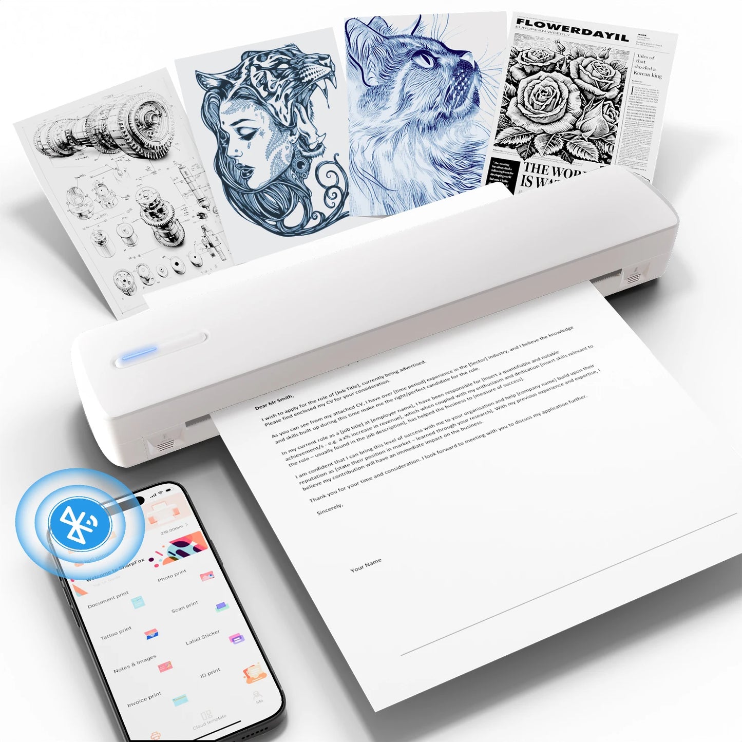 TakeYou Portable Inkless Bluetooth Thermal Printer 300DPI