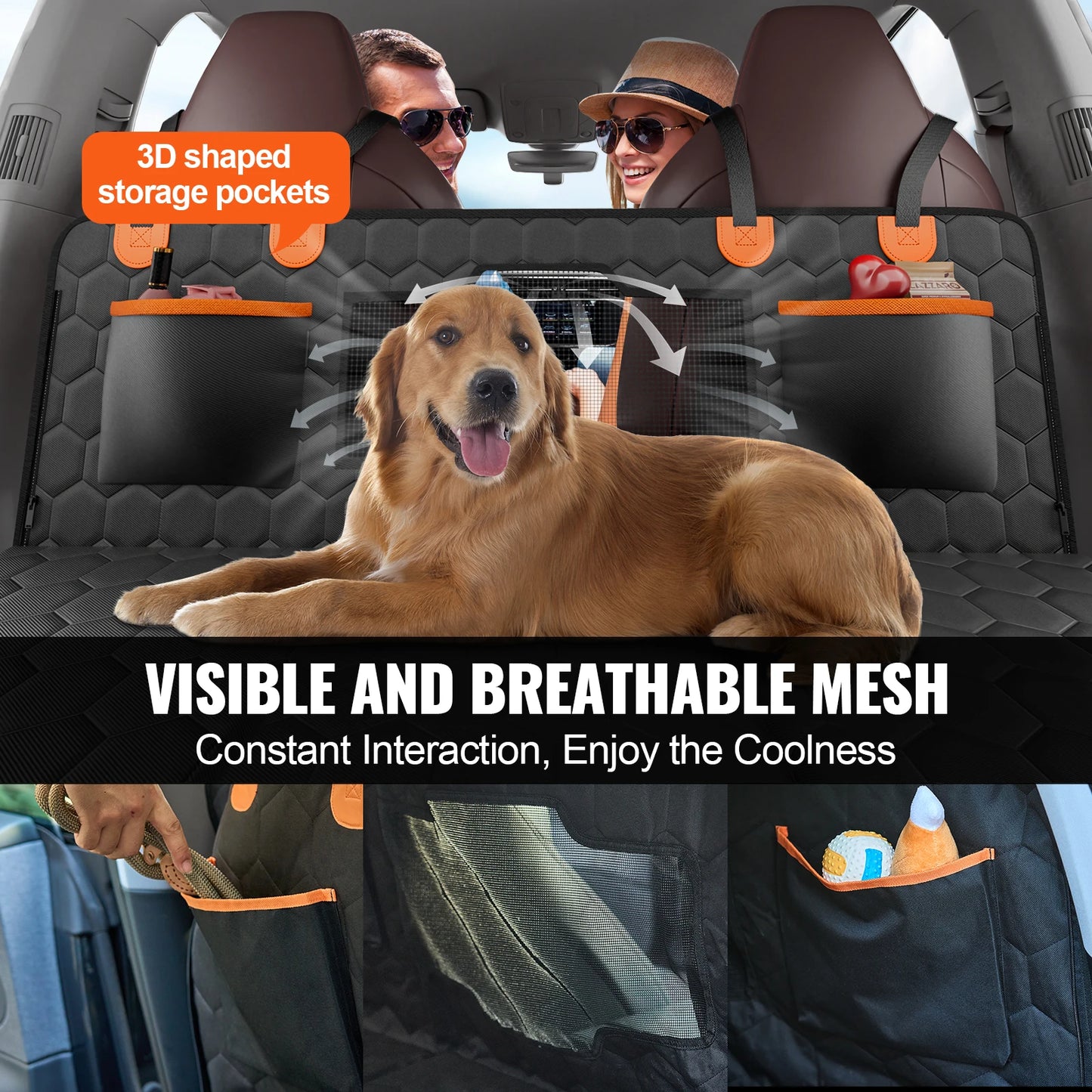 SucceBuy Back Seat Extender Dog Hammock With Mesh Window
