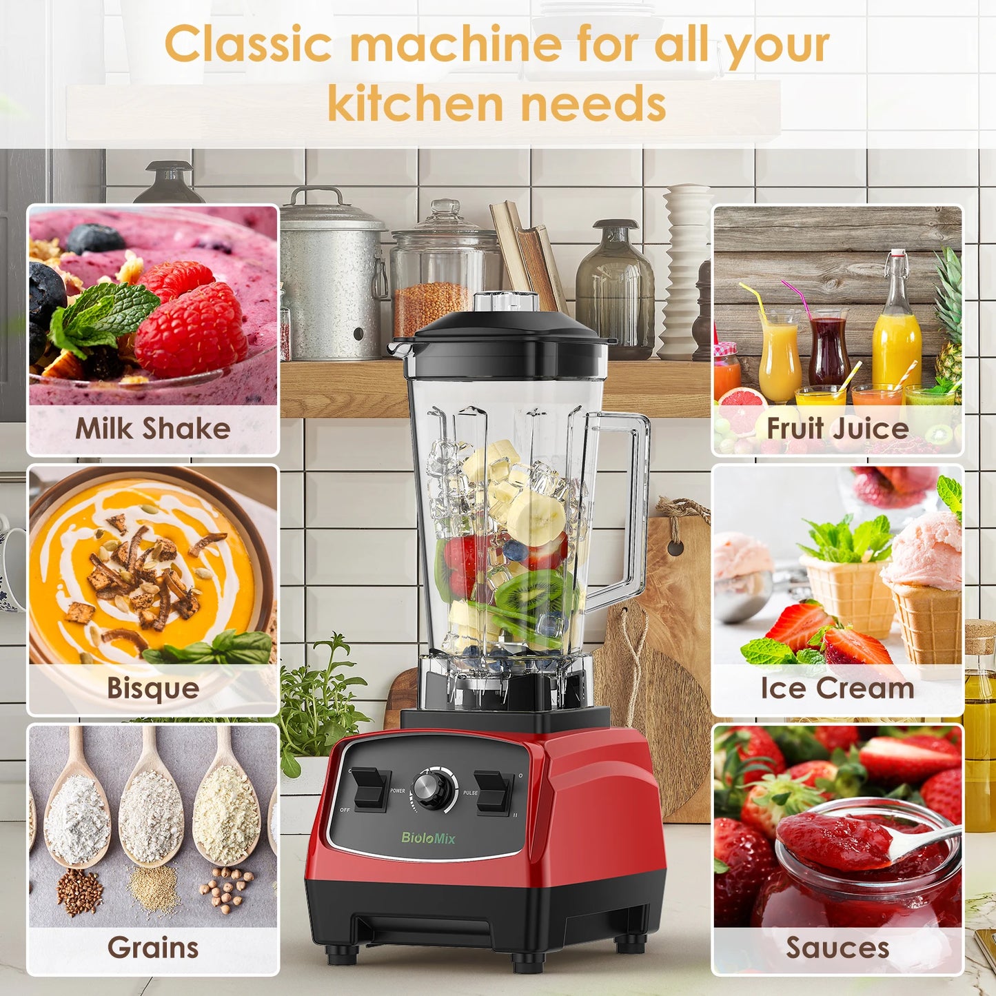 Biolomix 2200W Heavy Duty Commercial Blender Mixer Juicer