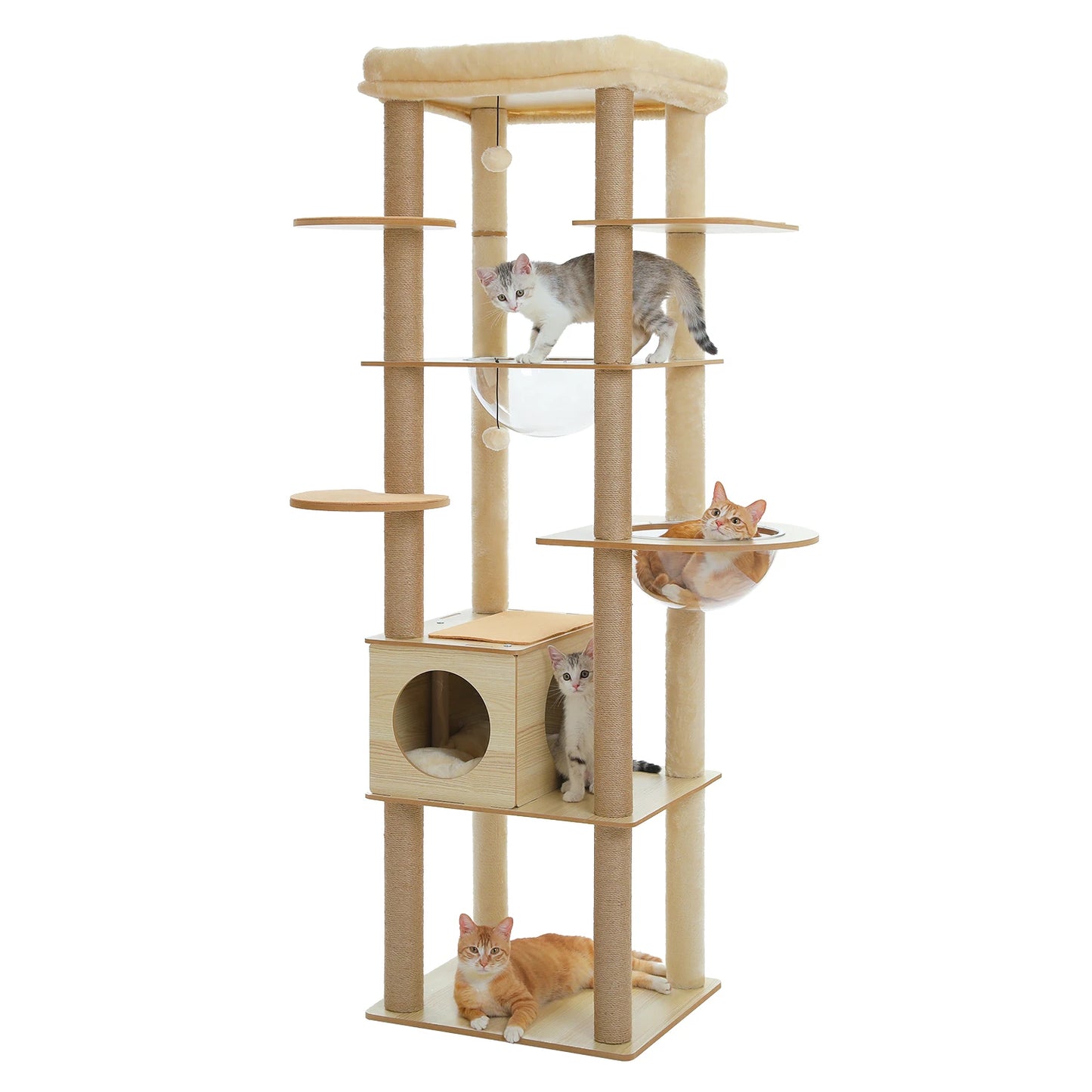 PAWZ Ro Multilevel Cat Tree Wood Tower With Scratching Posts
