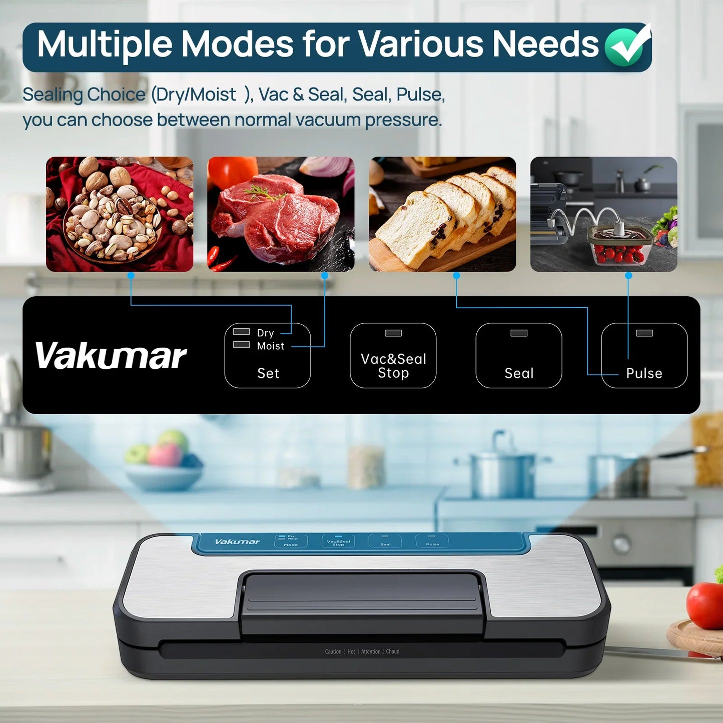 Vakumar VH1506 Vacuum Sealer Machine Sous Vide With Automatic Operation