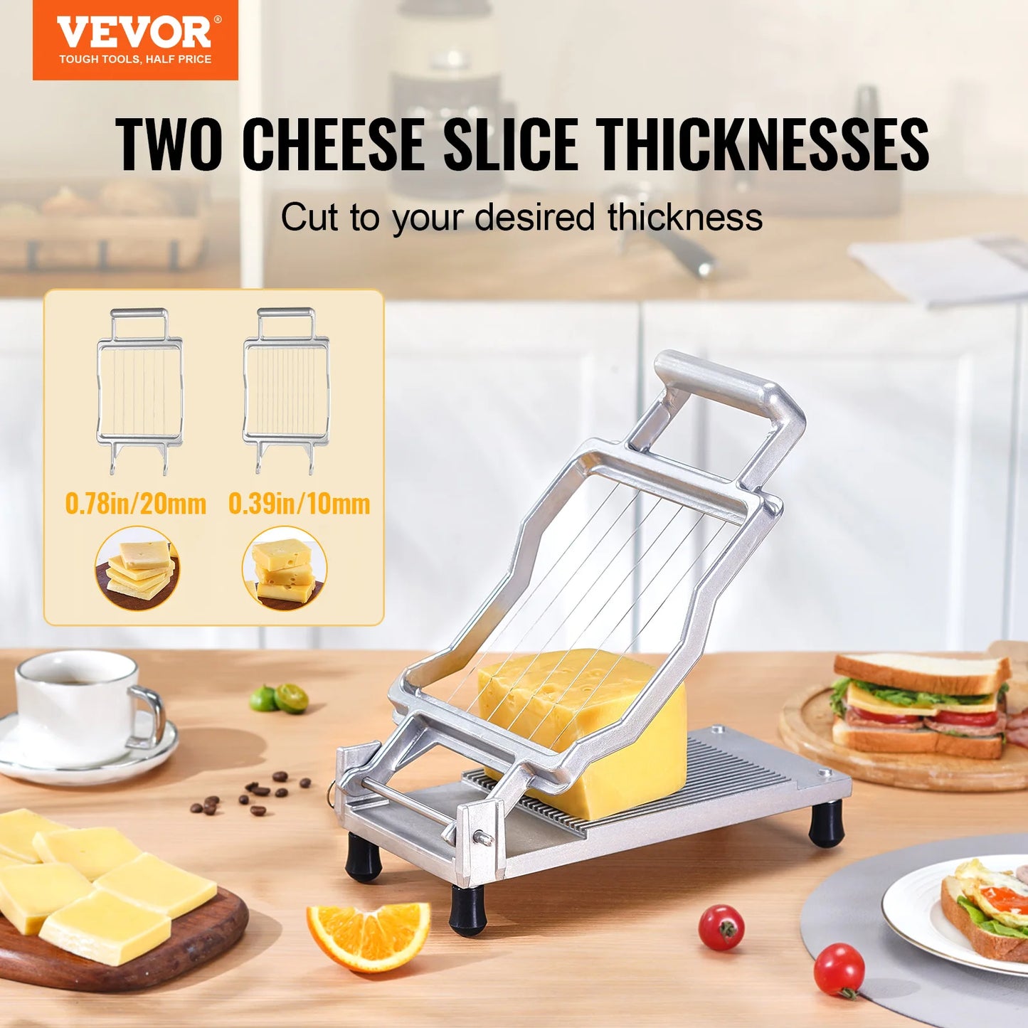 Cheese Cutter With Dual Wire Blade Aluminum Alloy Stainless Steel