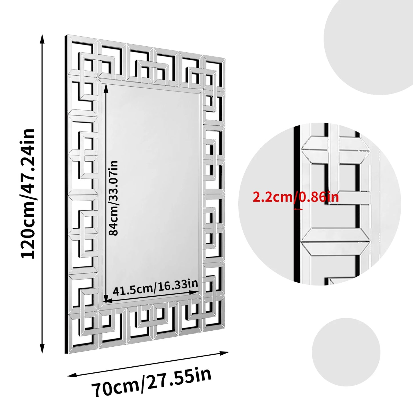 Venetian Art Mirror With Beveled Edge For Living Room Wall