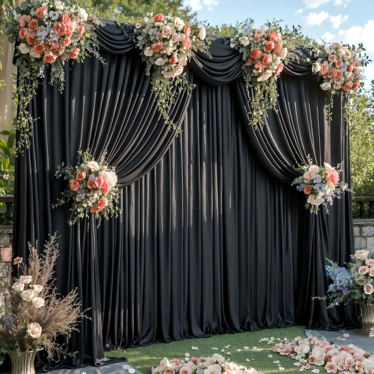 Backdrop Curtain Set Polyester 6 Panels For Events