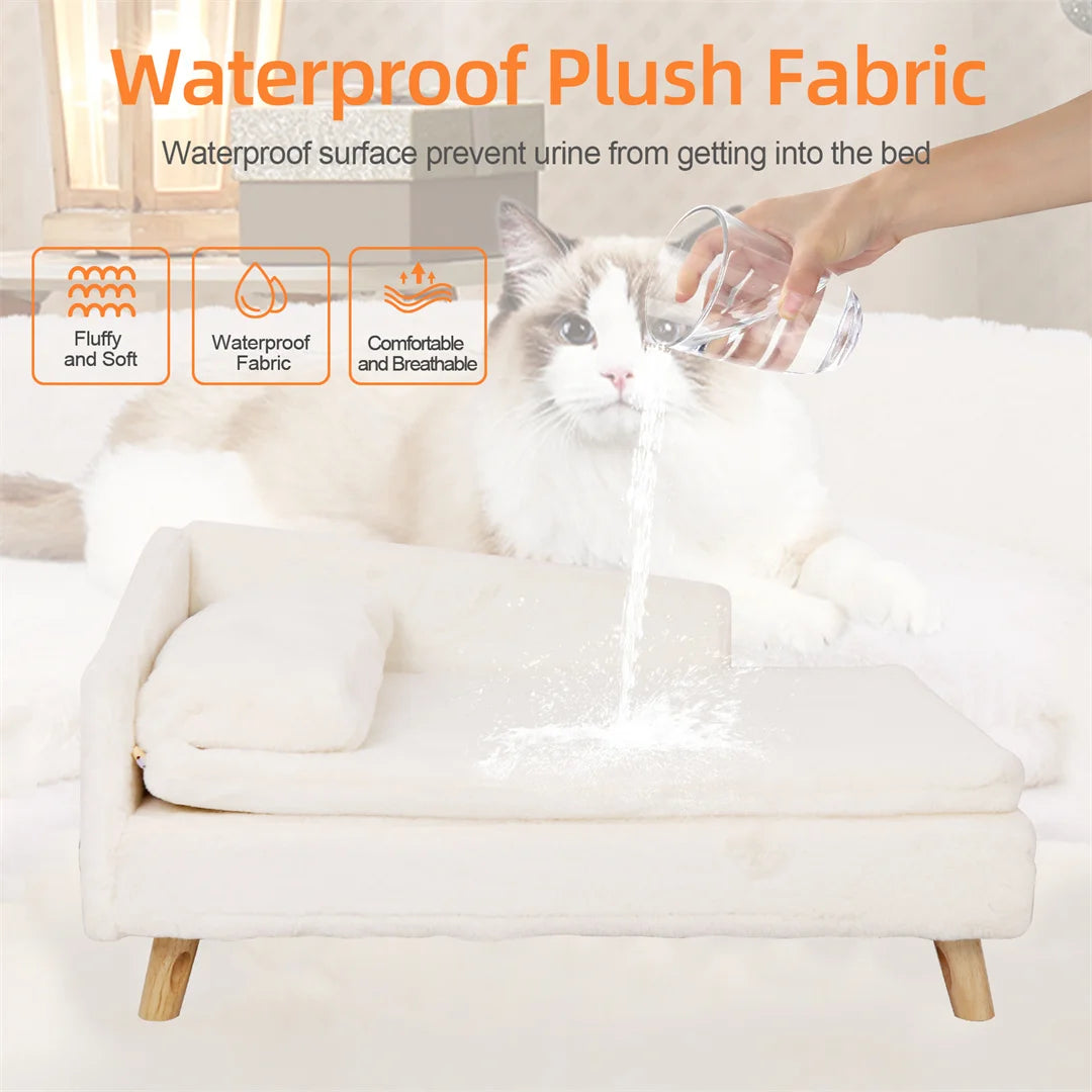 BINGOPAW L Shaped Dog Sofa Bed Cushion with Wooden Legs