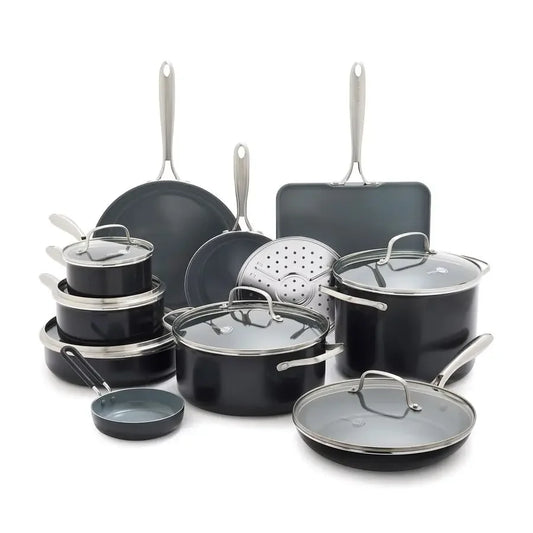 Swift 17 Piece Nonstick Cookware Set Ceramic PFAS Free Pots Pans