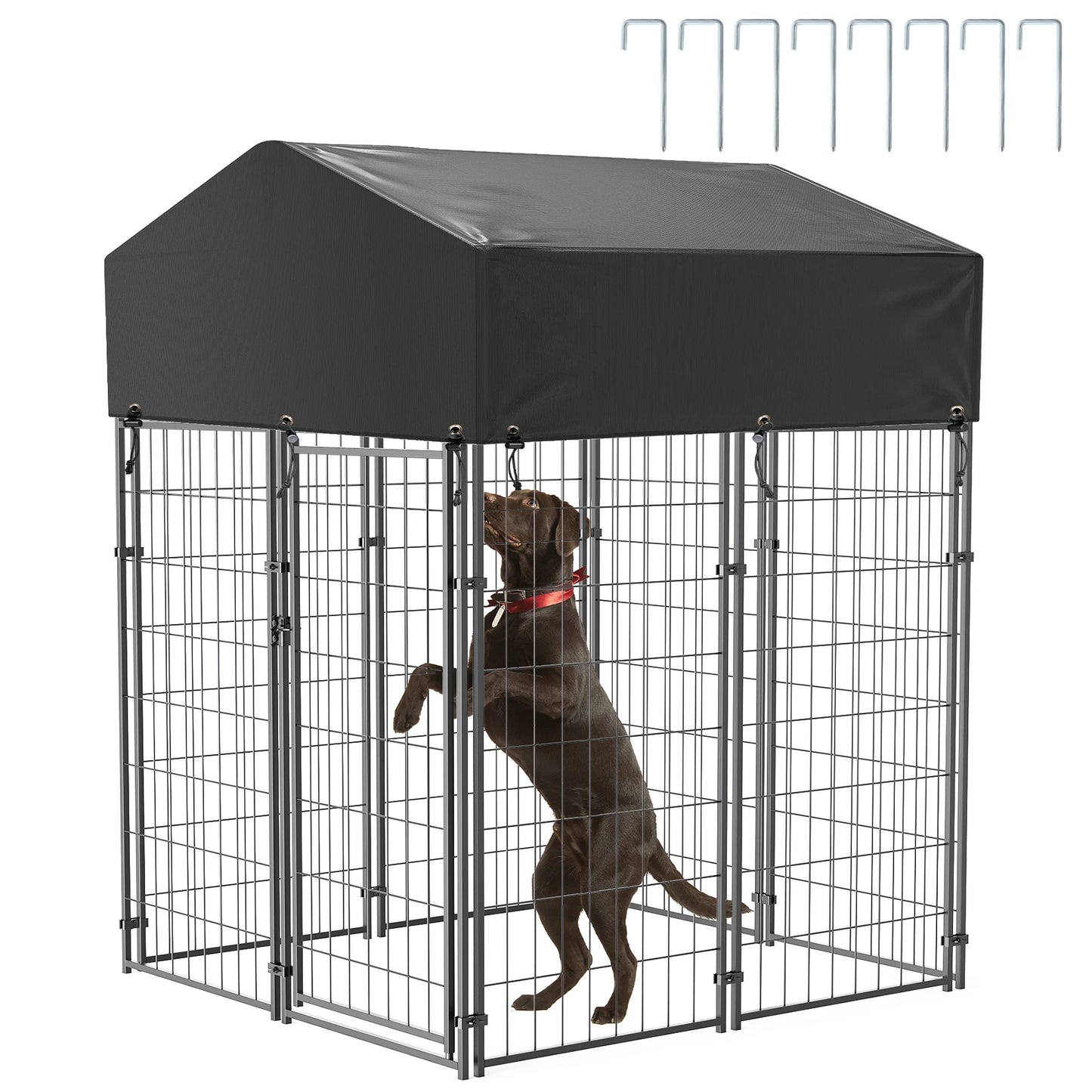 BINGOPAW Outdoor Welded Wire Dog Kennel With Weatherproof Cover