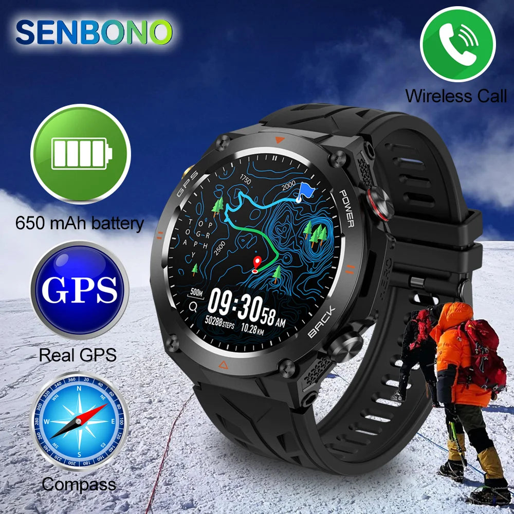 SENBONO GPS Smart Watch 1.45 Inch HD Display Bluetooth Call