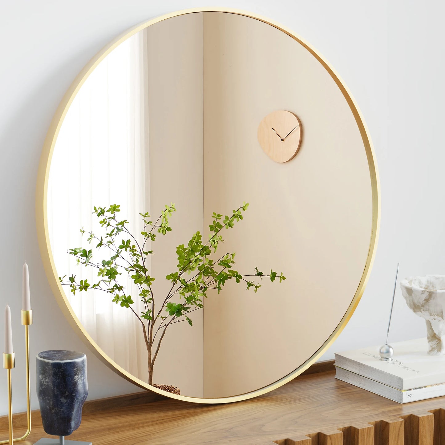 JHK Round Vanity Mirror Wall Mount Framed Living Room