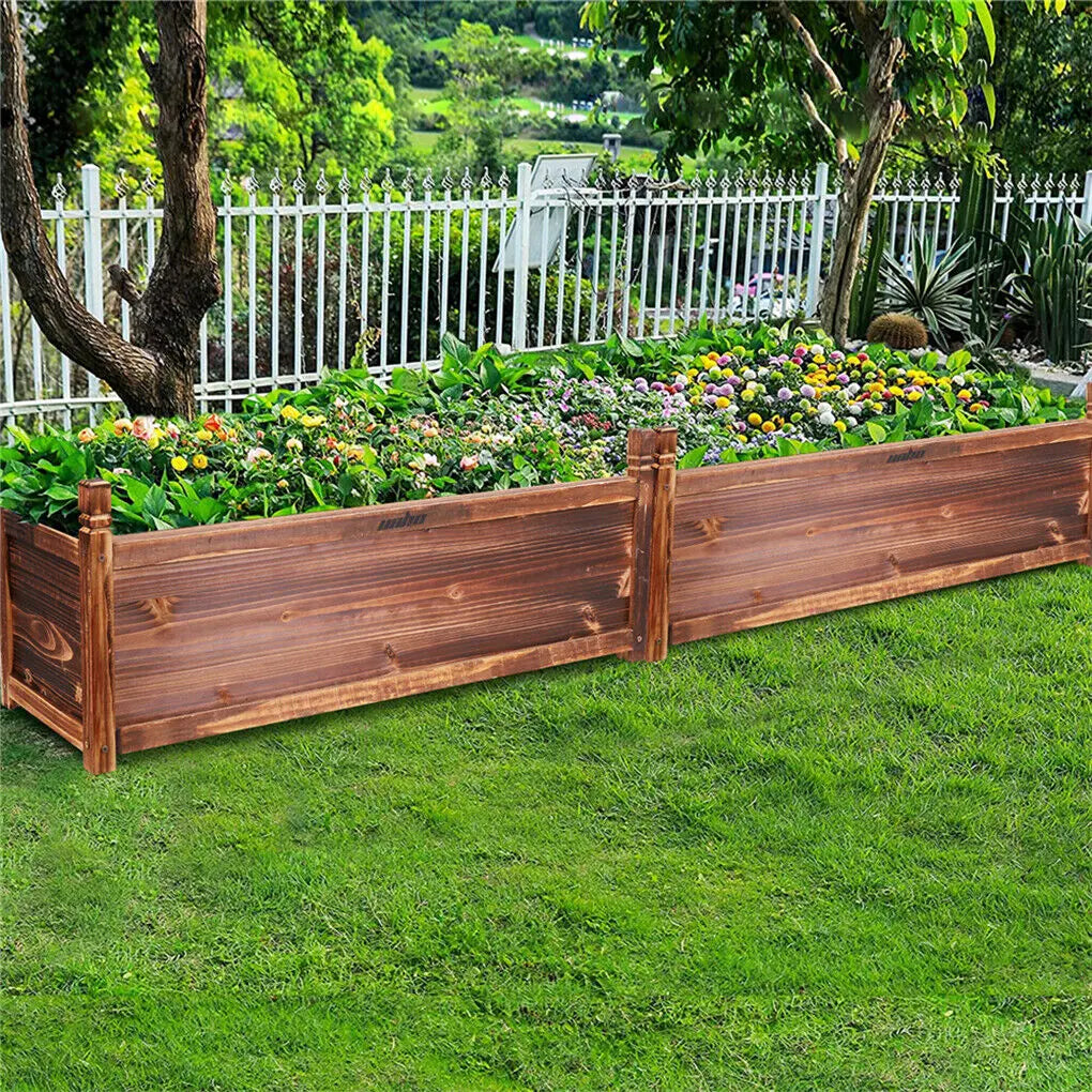 Wood Planter Box Outdoor Raised Garden For Flowers And Vegetables