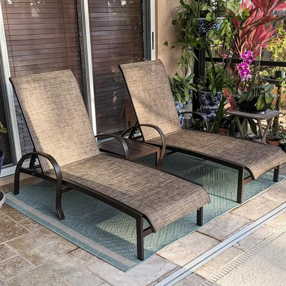 Outdoor Chaise Lounge Chair Set Of 3 Aluminum Pool Loungers