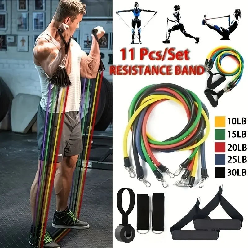 Multifunction Fitness Tension Rope 11-Piece Set for Full Body Training