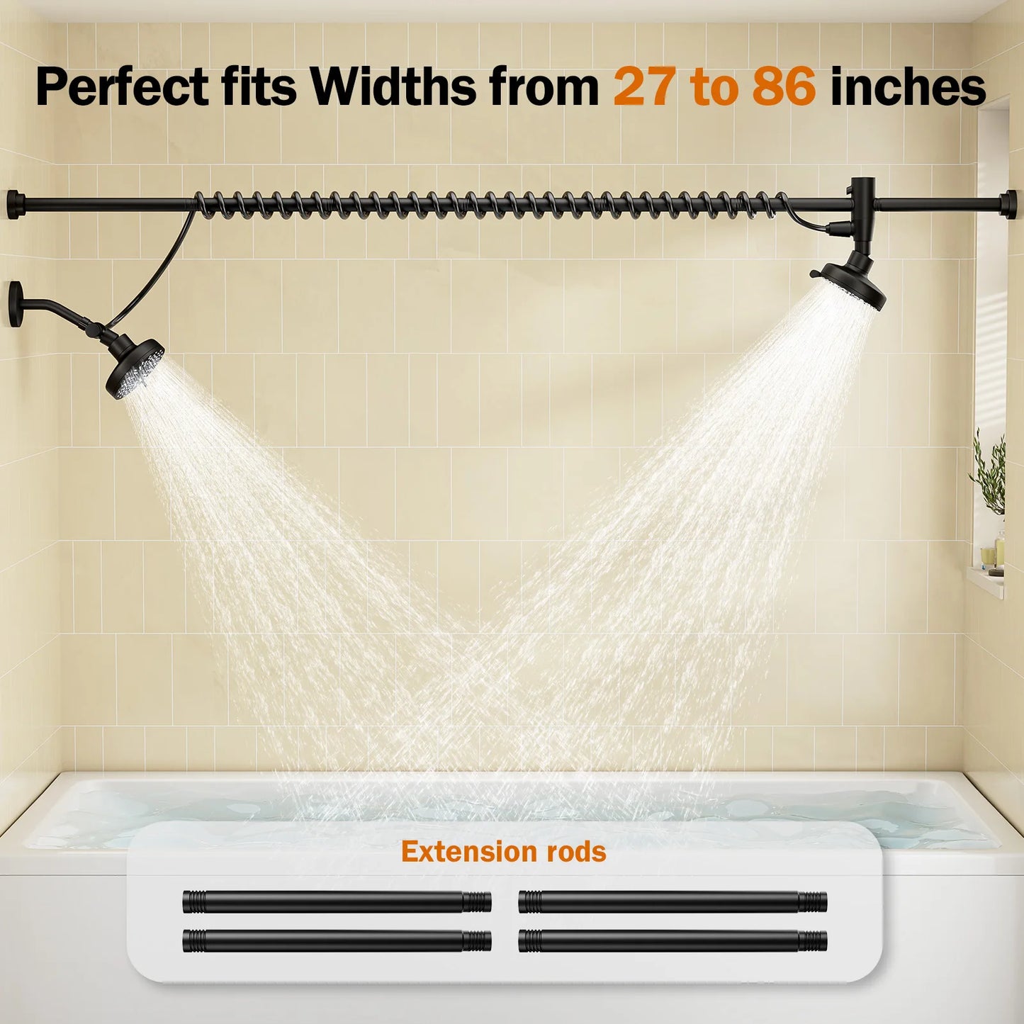 Dual Shower Head For Two With Adjustable Slider High Pressure