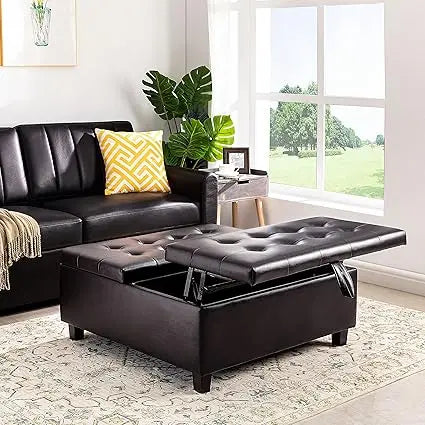 DAFIFY Leather Storage Ottoman Coffee Table With Lift-Top