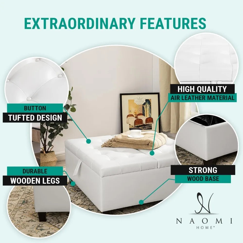 DAFIFY Leather Storage Ottoman Coffee Table With Lift-Top
