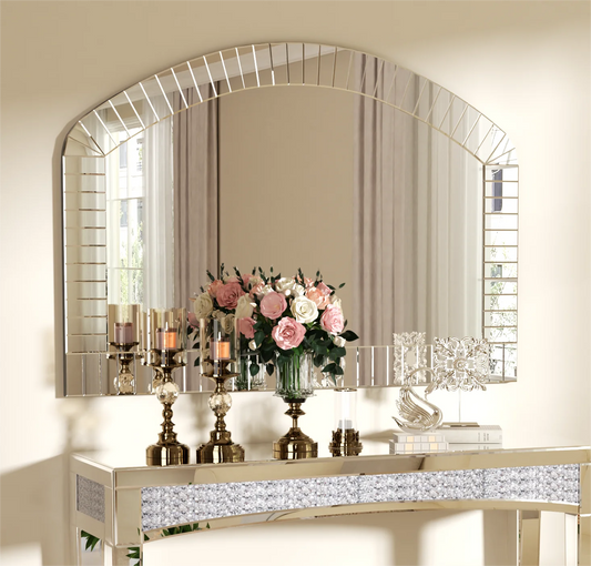 Arched Wall Mirror With Beveled Edge Venetian Style Glass