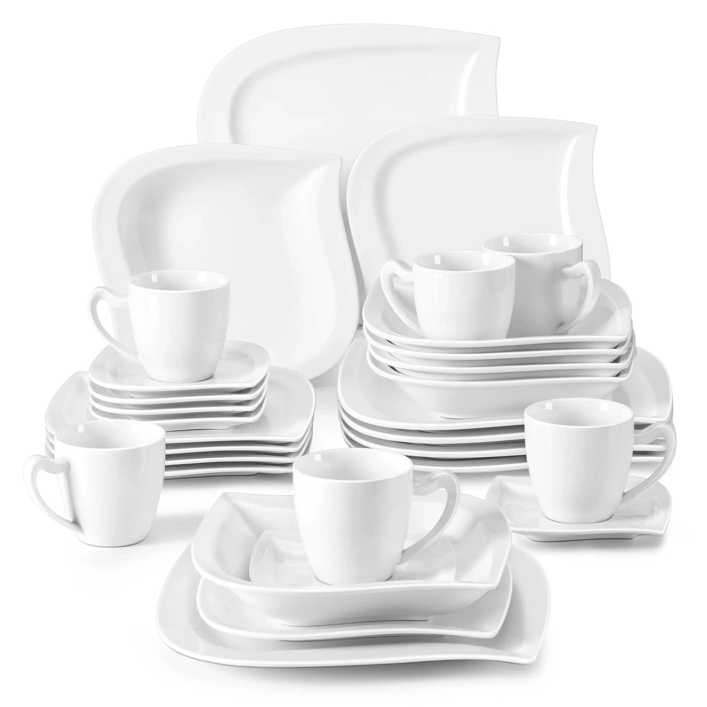 MALACASA Porcelain Dinnerware Set For 6 And 12 Service