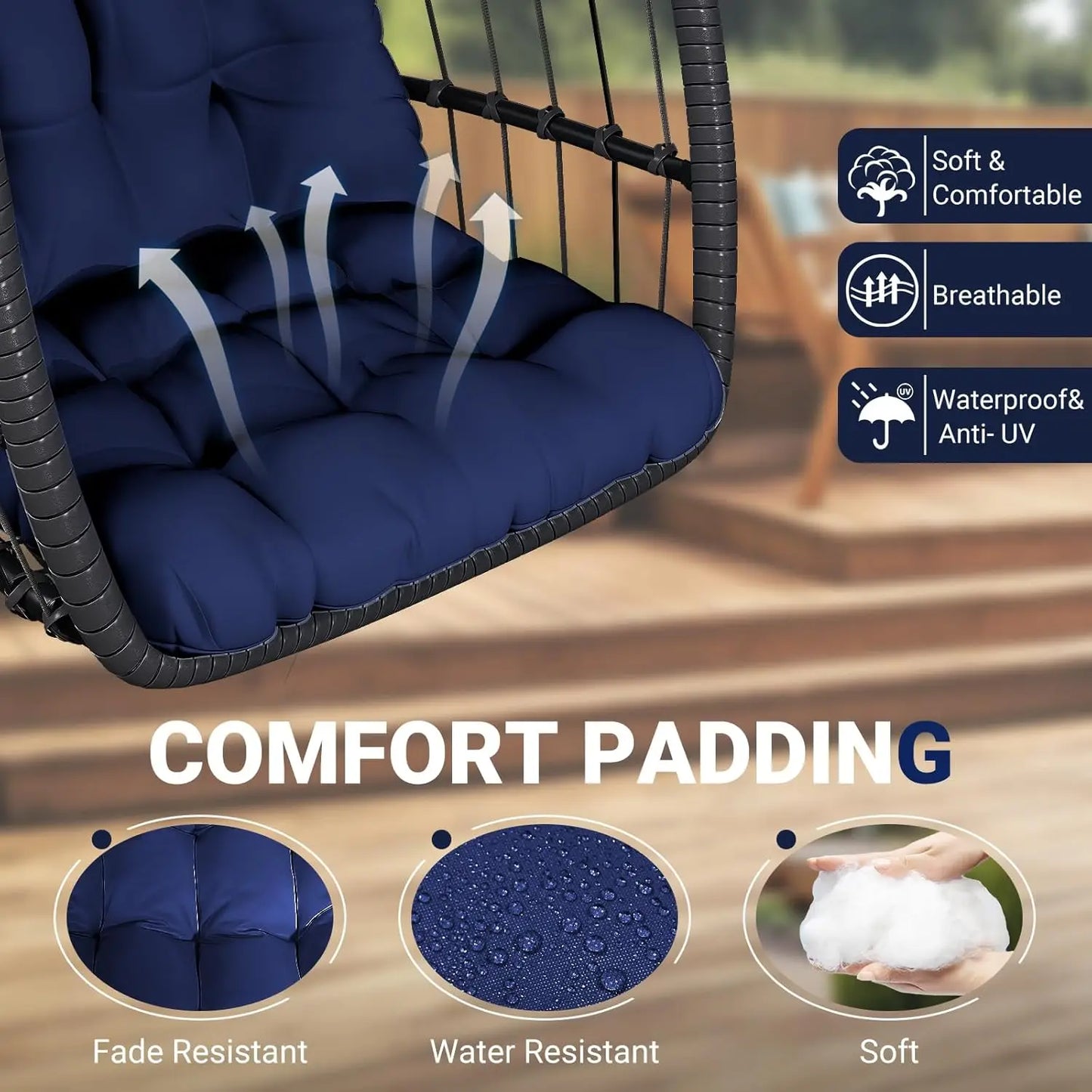 Rattan Egg Chair With Stand For Porch And Garden Outdoor