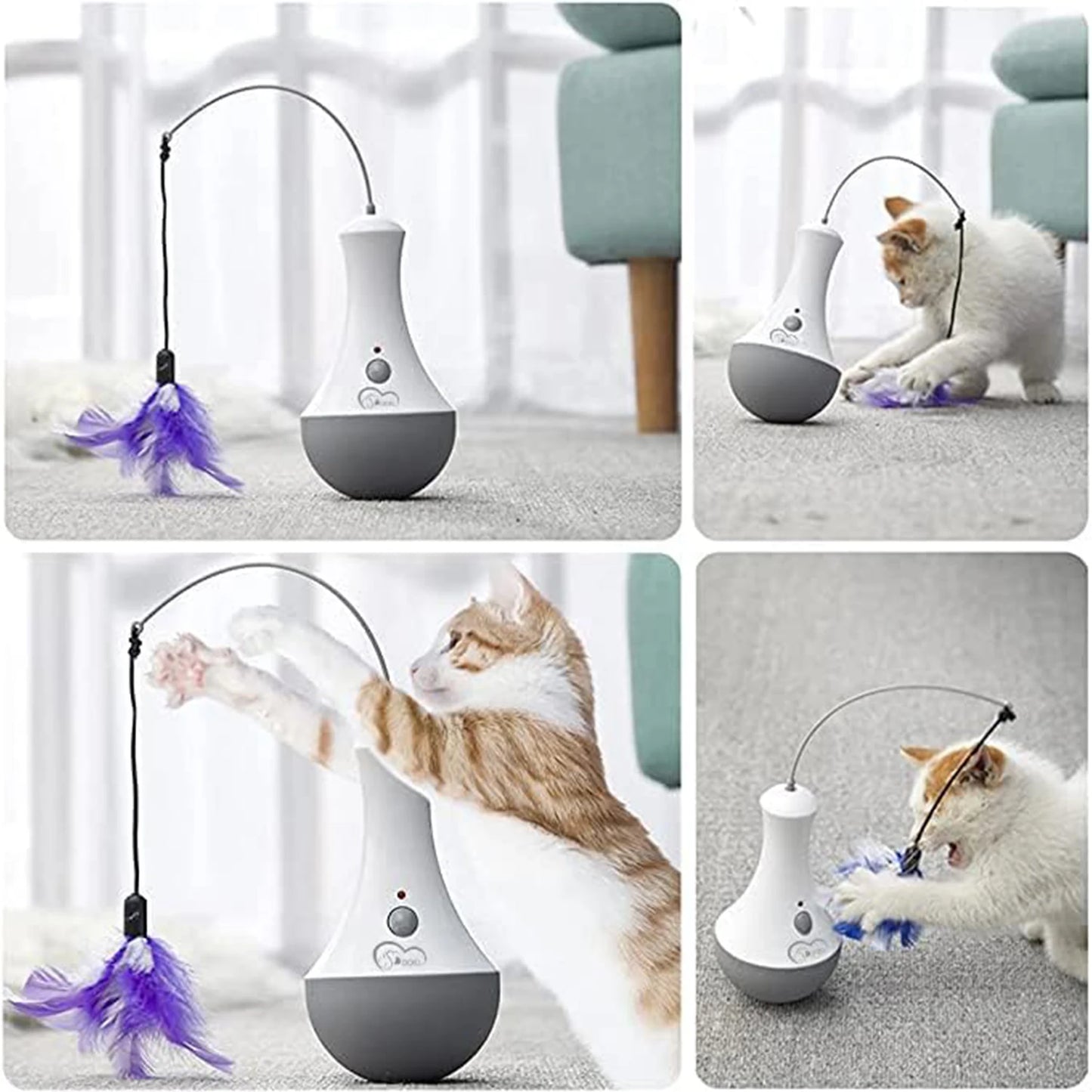 Cat Interactive Feather Toy Teaser With 360 Degree Rotation