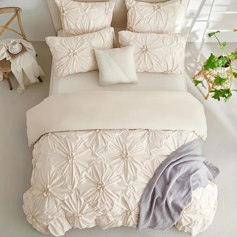 Bohemian Rhomboid Plaid Quilt Cover Set With Duvet And Pillowcases