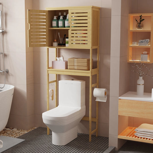 Over Toilet Storage Cabinet Tall Bathroom Organizer With Adjustable Shelves