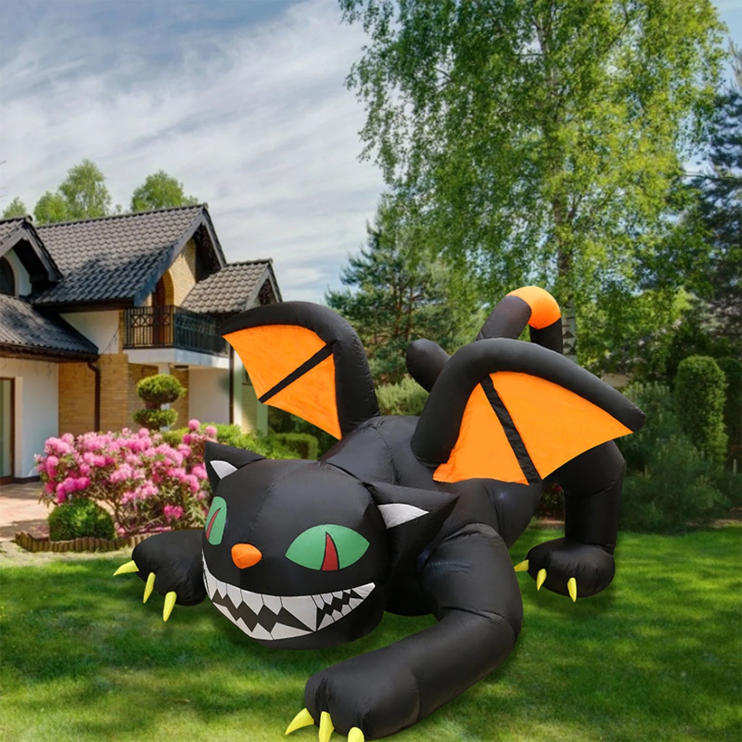 Halloween Cat Inflatable With Built-In LED Light For Outdoor Decor