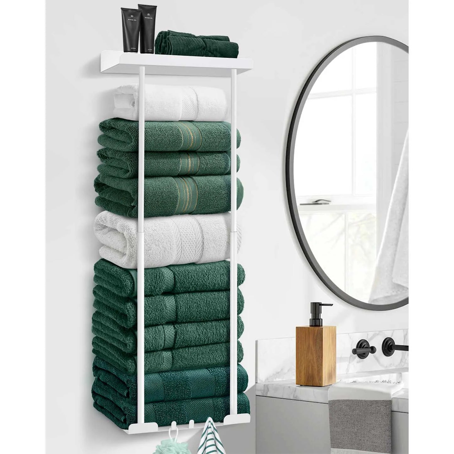 Stainless Steel Double Towel Rack Wall Mounted Bathroom Holder