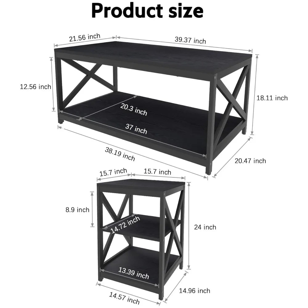 Industrial X-Design Coffee Table Set Of 3 For Living Room
